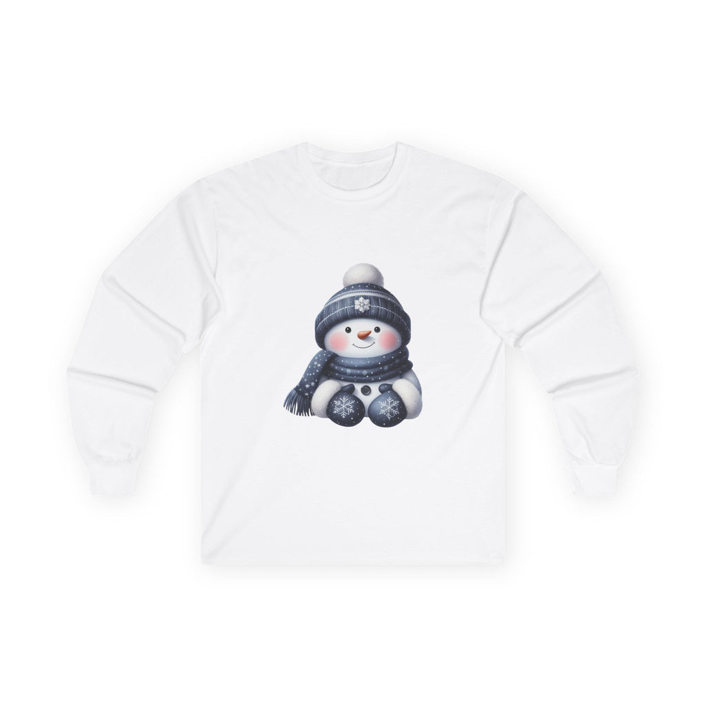 Snowman Long Sleeve Tee — Cute Winter Snowman with Hat & Scarf