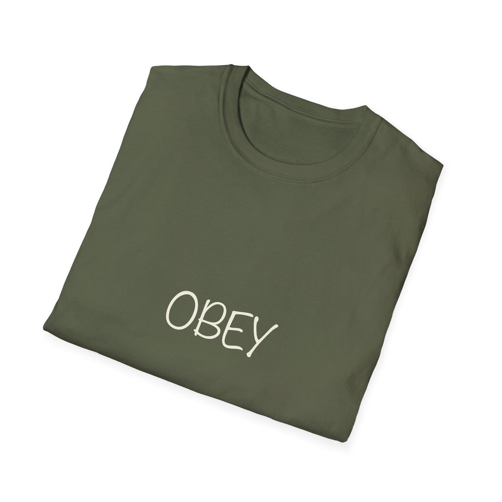 Obey T-Shirt — Bold White Lettering Graphic Tee