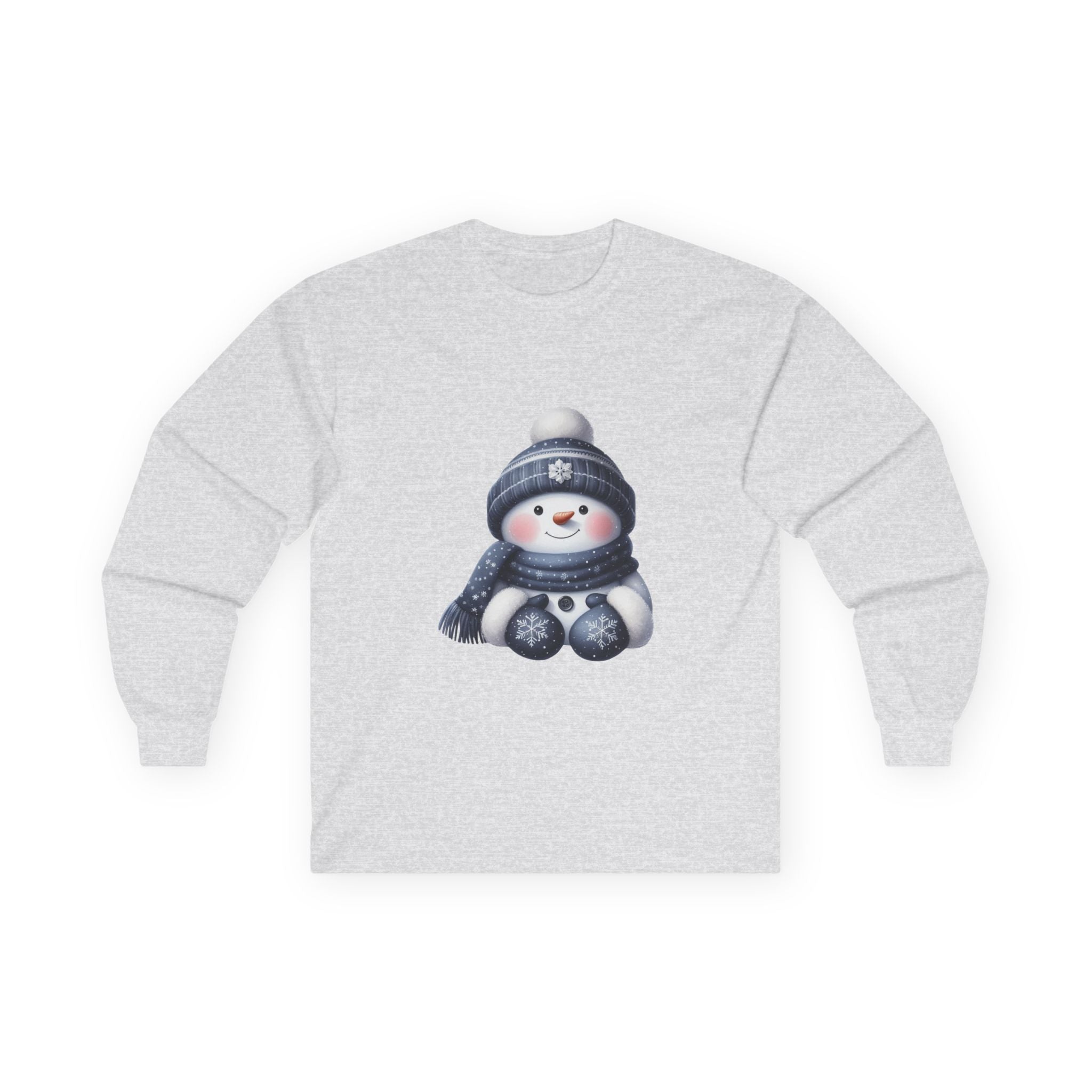 Snowman Long Sleeve Tee — Cute Winter Snowman with Hat & Scarf