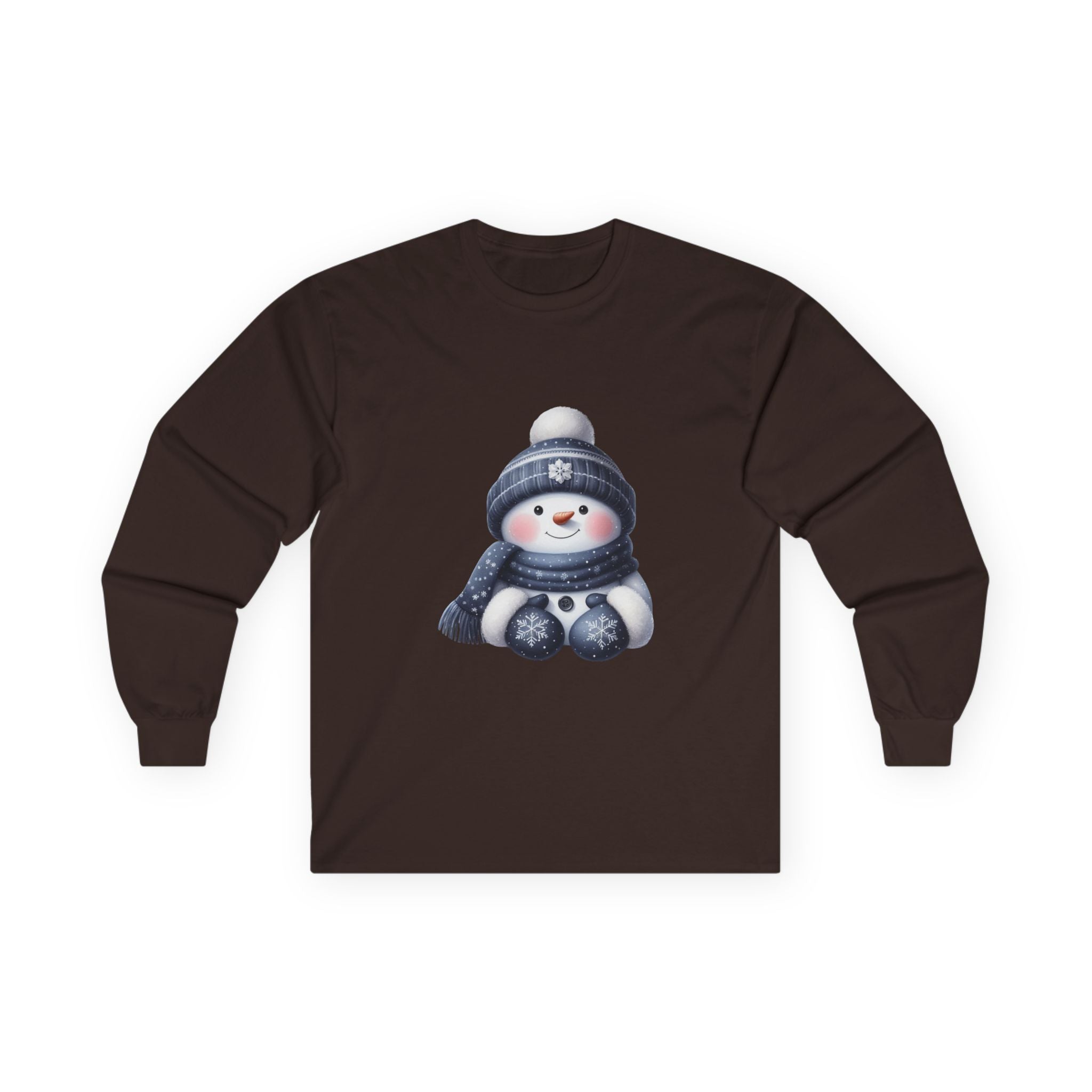 Snowman Long Sleeve Tee — Cute Winter Snowman with Hat & Scarf