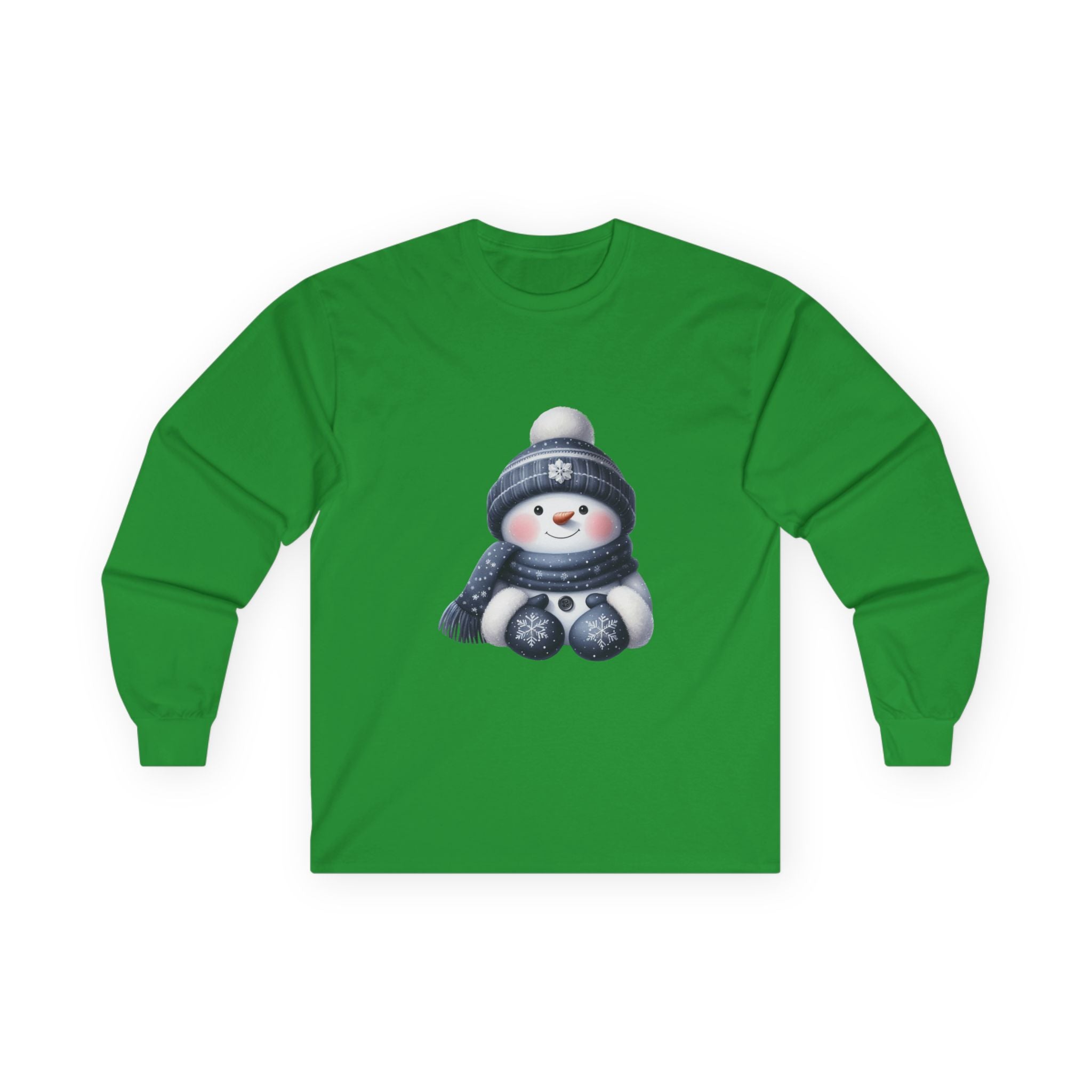 Snowman Long Sleeve Tee — Cute Winter Snowman with Hat & Scarf
