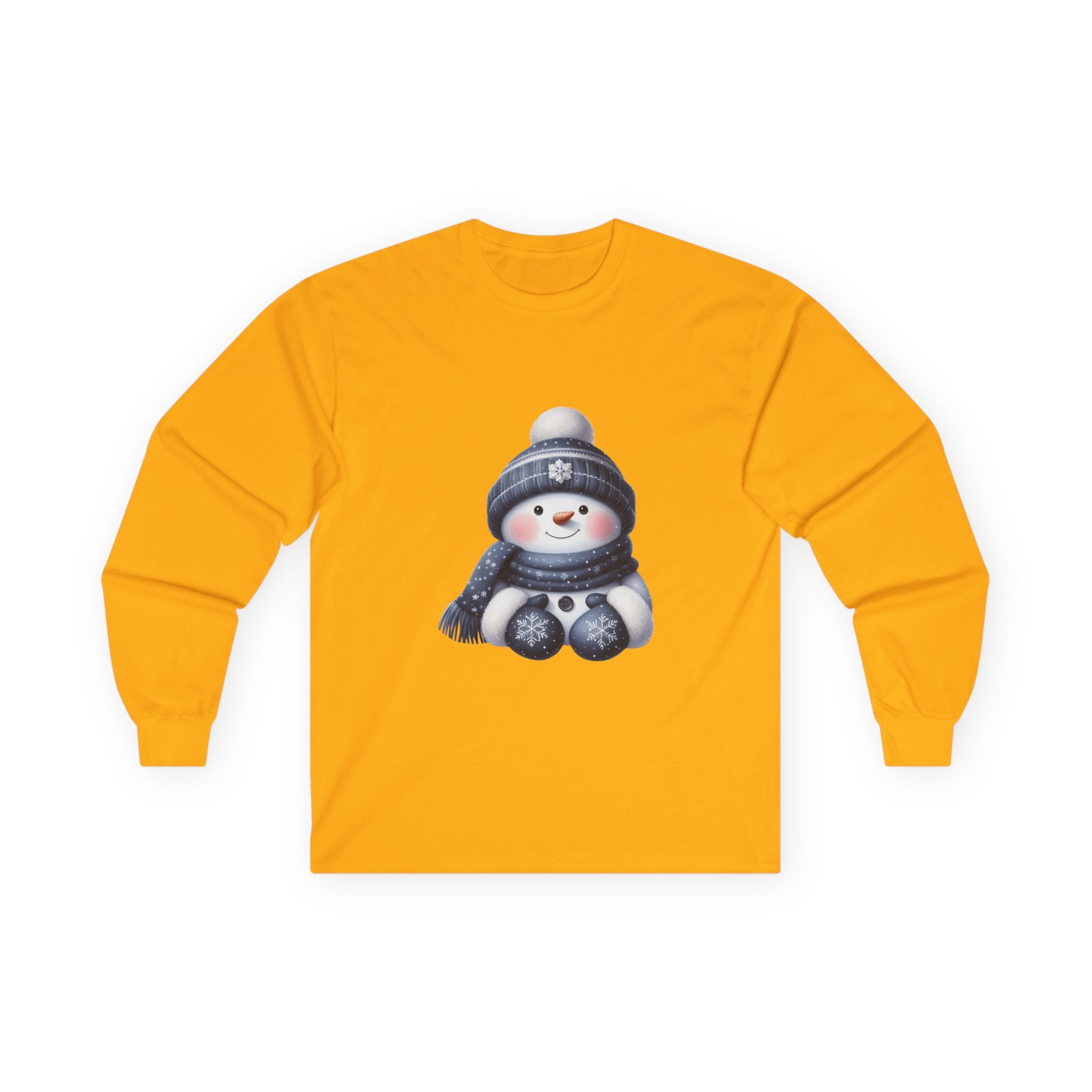 Snowman Long Sleeve Tee — Cute Winter Snowman with Hat & Scarf