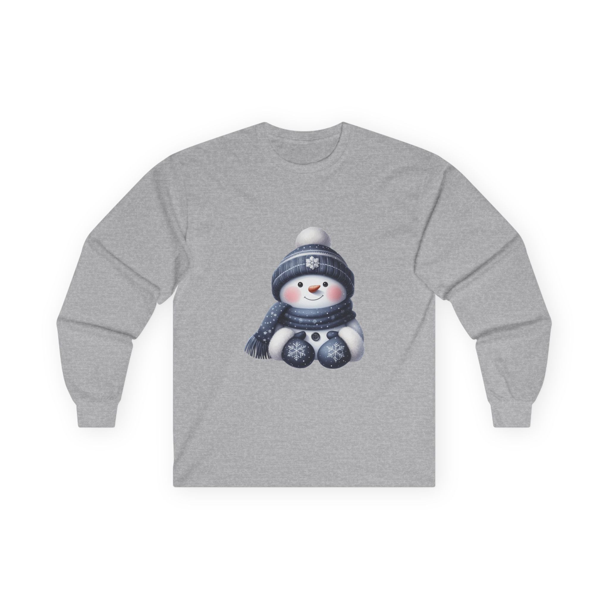 Snowman Long Sleeve Tee — Cute Winter Snowman with Hat & Scarf