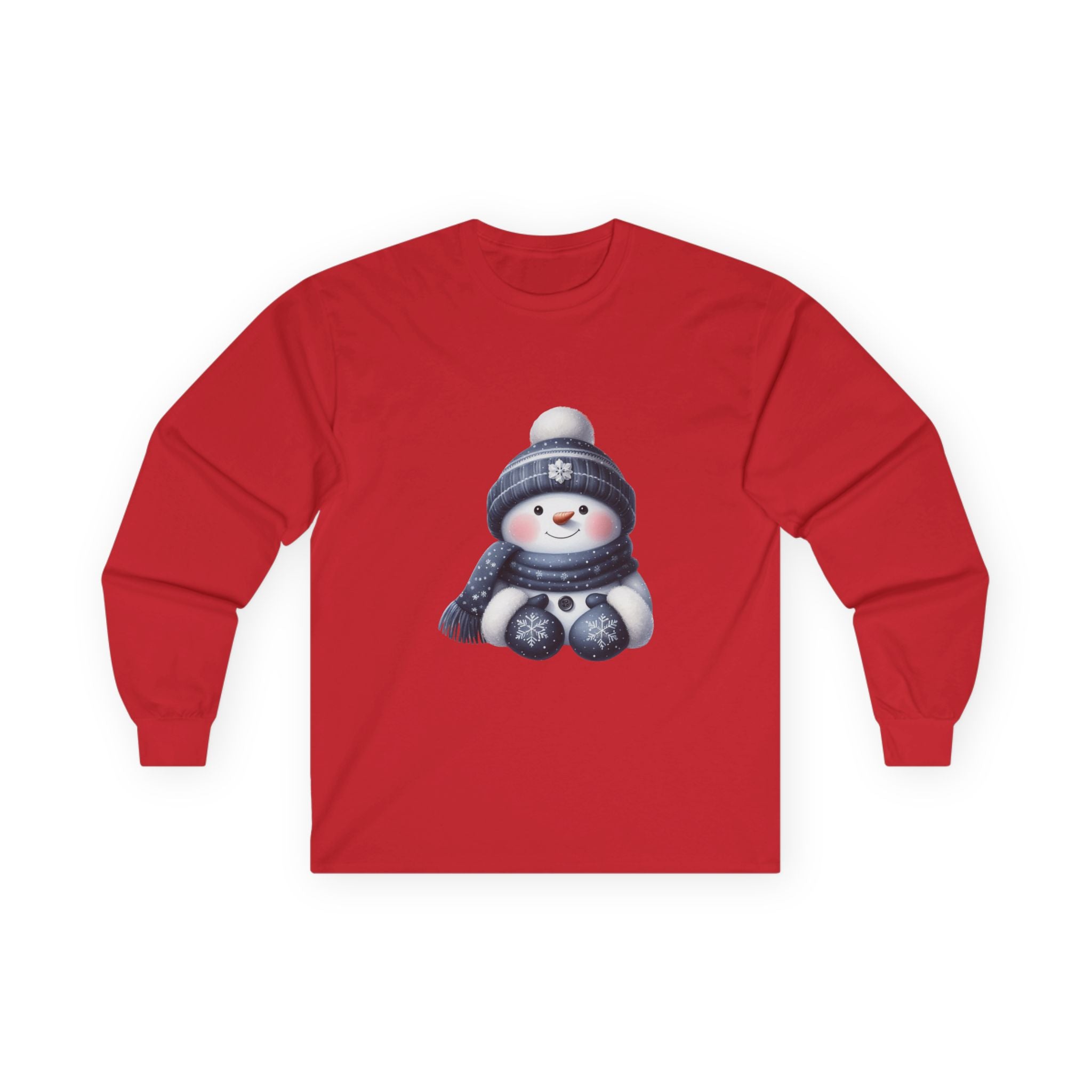 Snowman Long Sleeve Tee — Cute Winter Snowman with Hat & Scarf