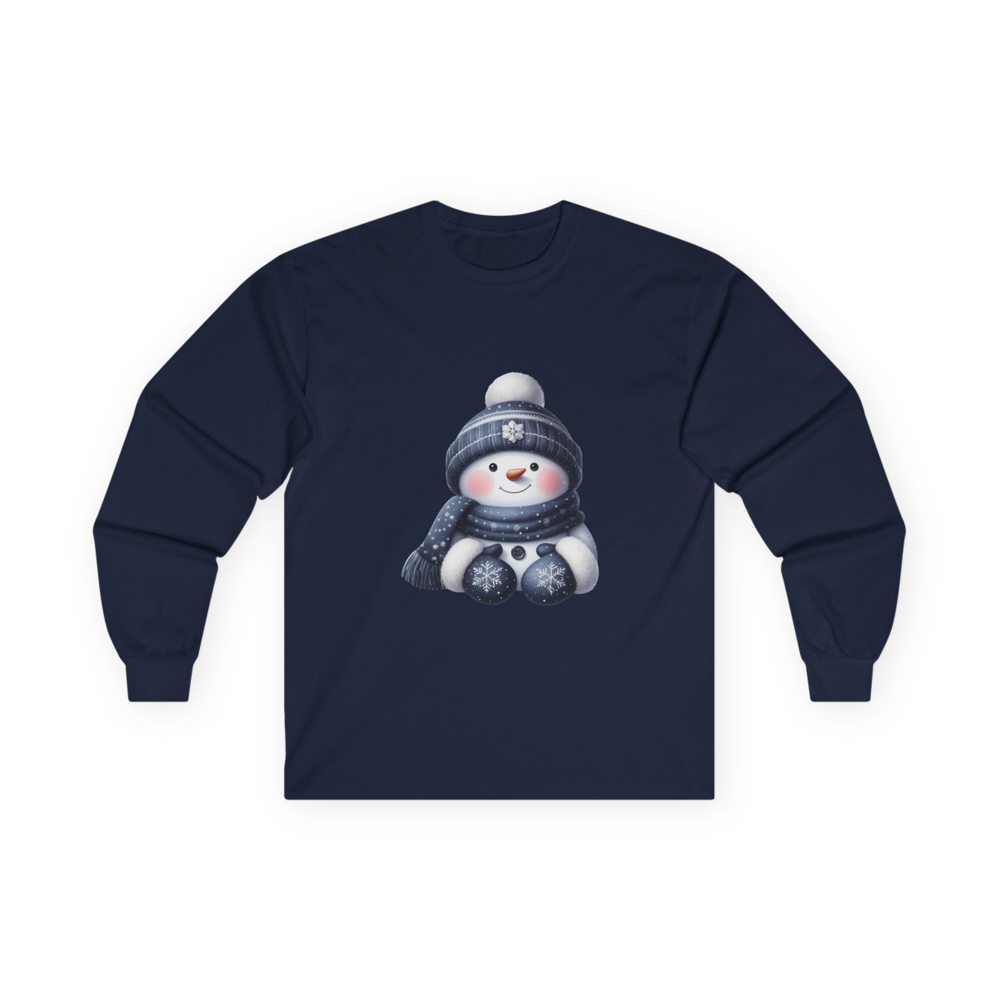 Snowman Long Sleeve Tee — Cute Winter Snowman with Hat & Scarf