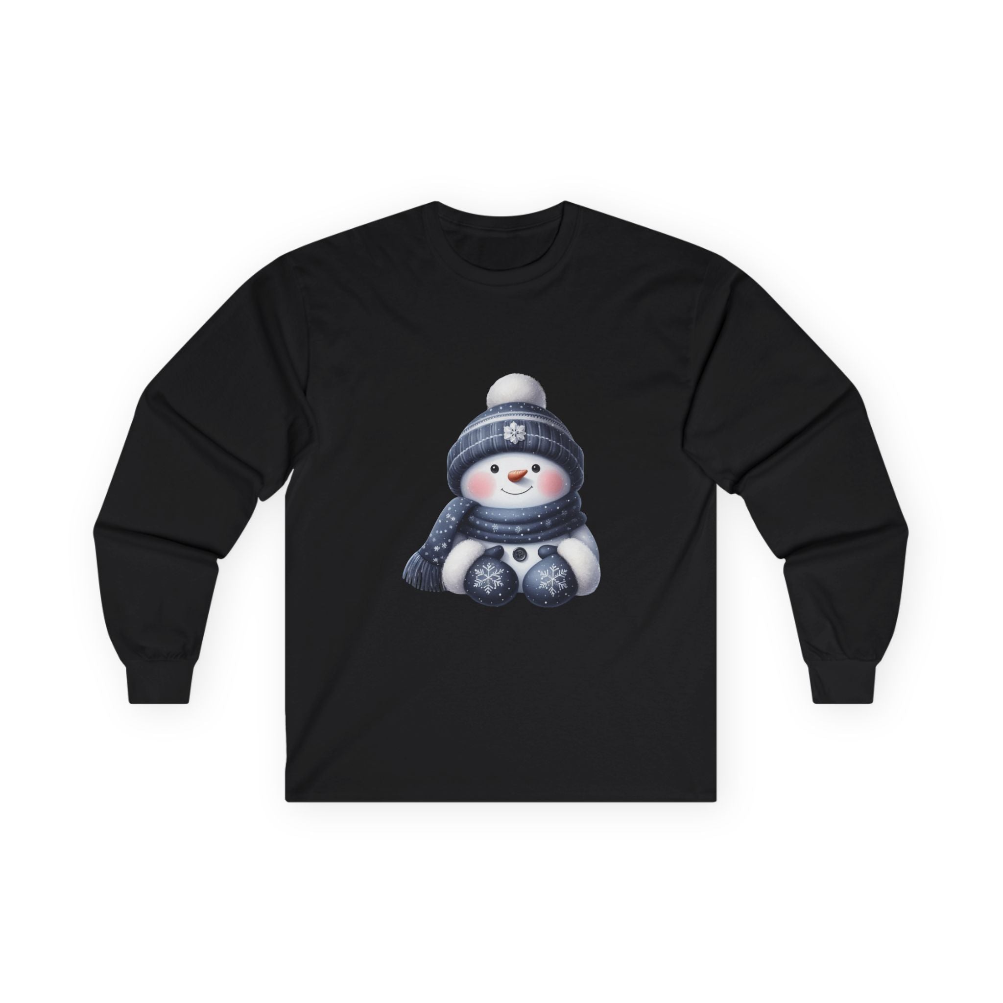 Snowman Long Sleeve Tee — Cute Winter Snowman with Hat & Scarf