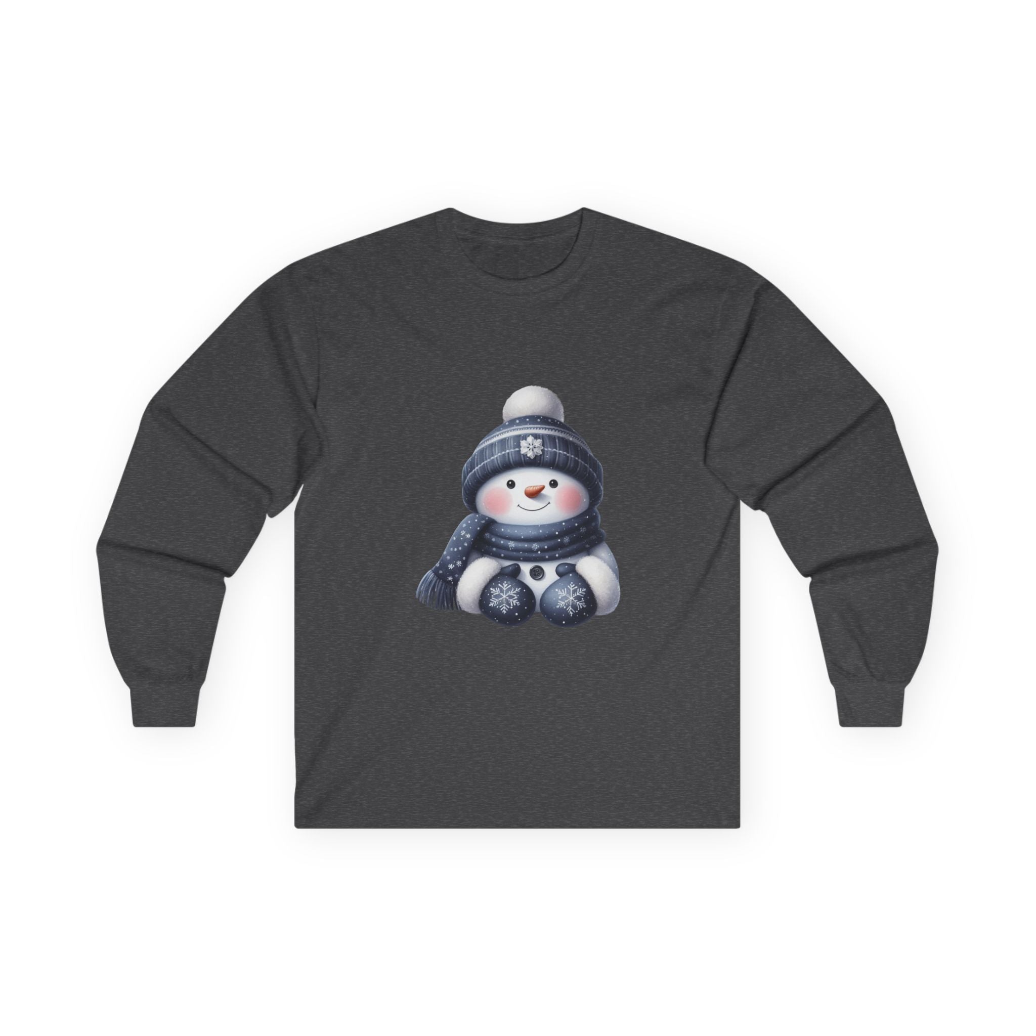 Snowman Long Sleeve Tee — Cute Winter Snowman with Hat & Scarf