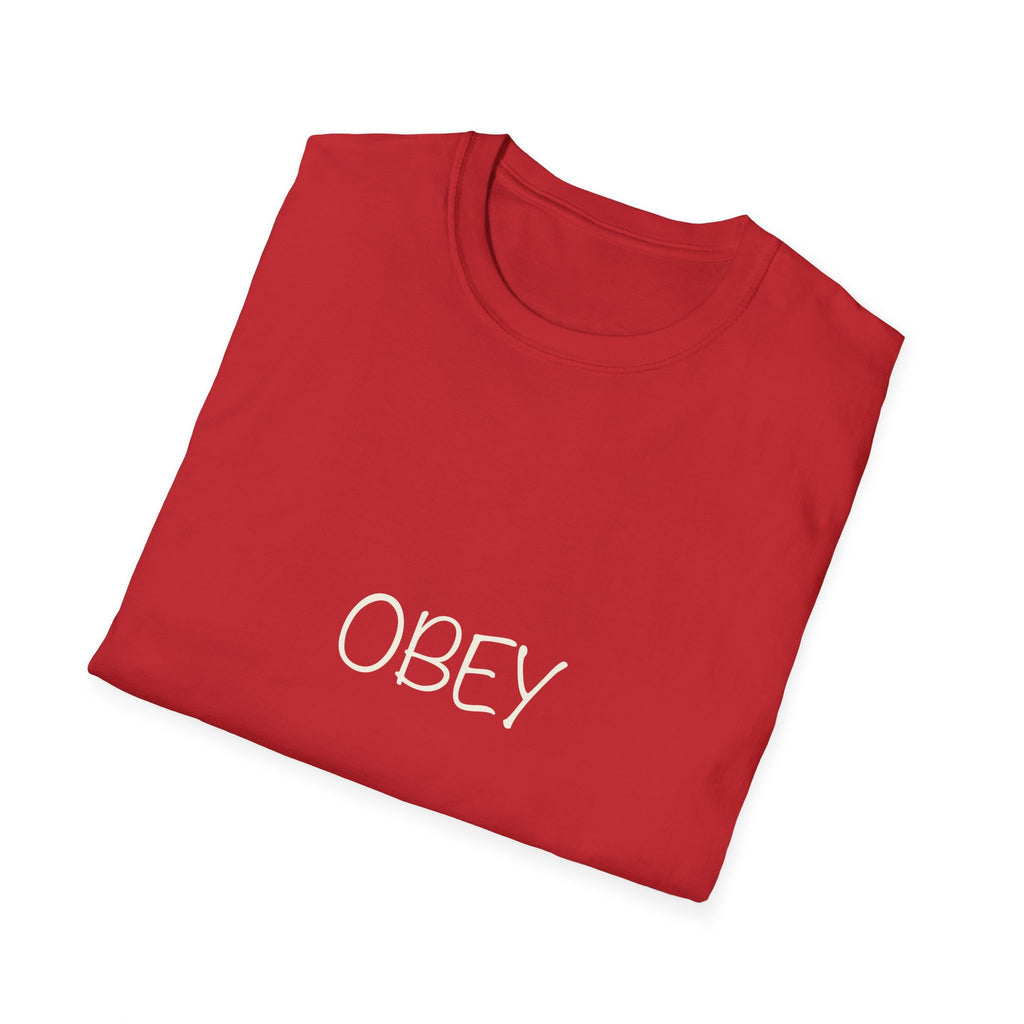 Obey T-Shirt — Bold White Lettering Graphic Tee