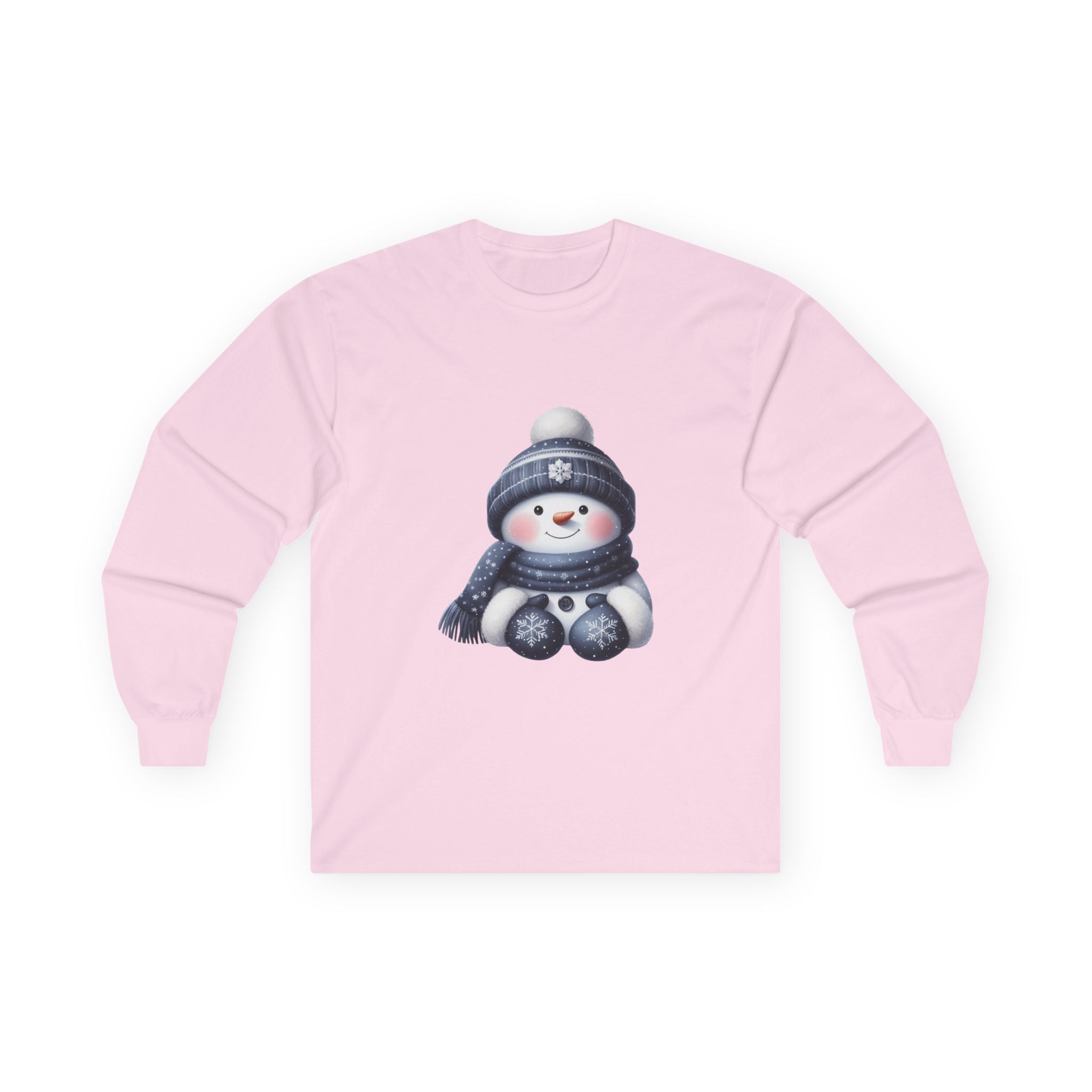 Snowman Long Sleeve Tee — Cute Winter Snowman with Hat & Scarf