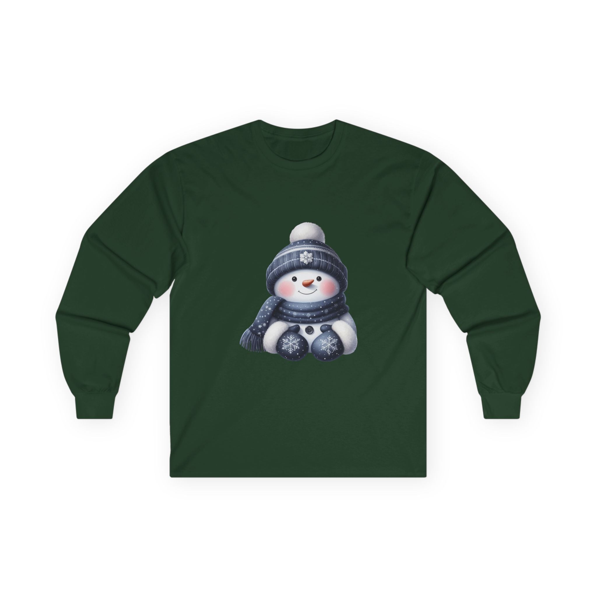 Snowman Long Sleeve Tee — Cute Winter Snowman with Hat & Scarf