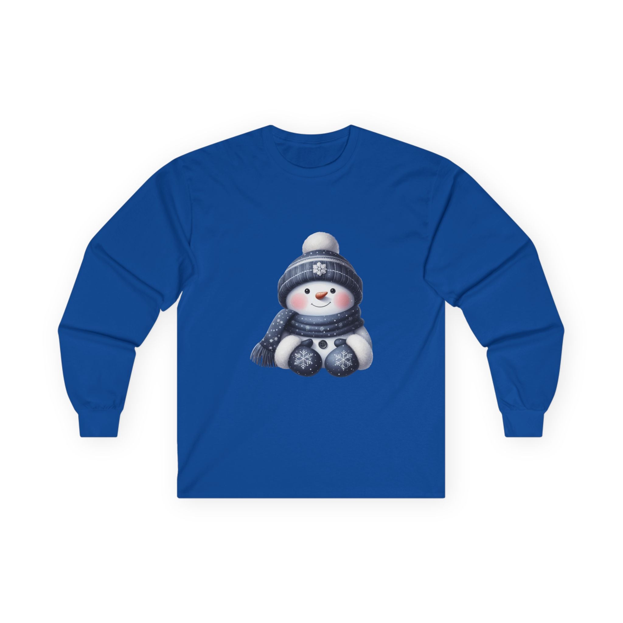 Snowman Long Sleeve Tee — Cute Winter Snowman with Hat & Scarf